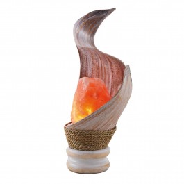 Autentica lampada di sale dell'Himalaya in foglia di cocco decapata